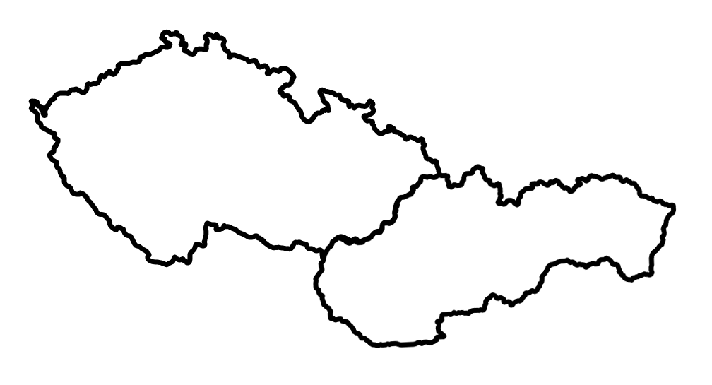 Mapa Česka a Slovenska s termíny